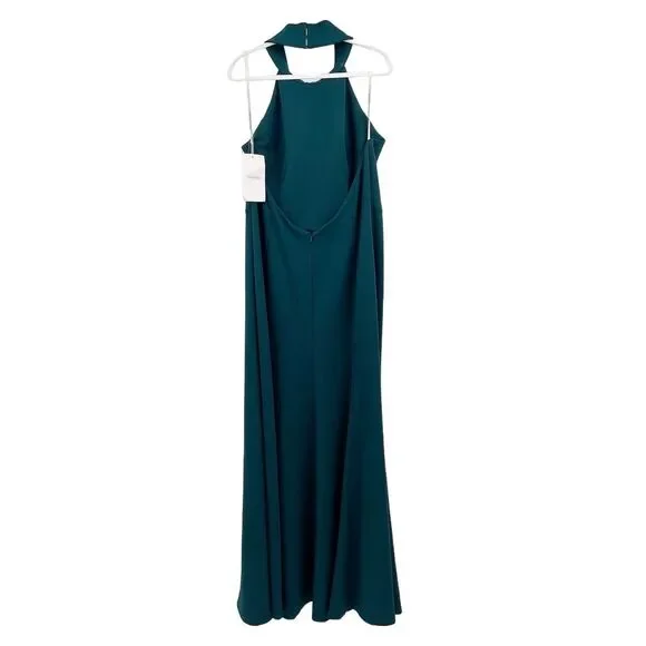 Jenny Yoo Petra Halter Neck Open Back Dress Teal Plus Size 24 Formal Caspian Sea - Picture 5 of 13